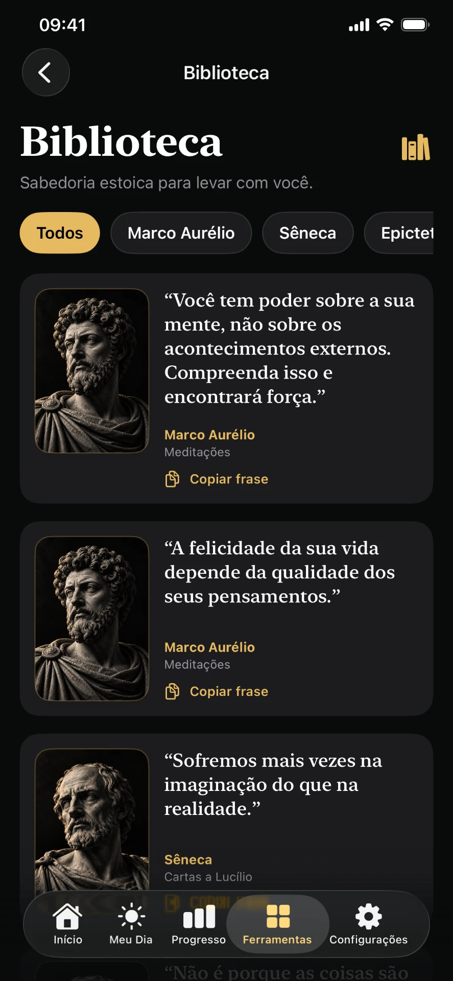 Biblioteca de sabedoria estoica do Foco Estoico